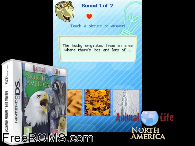 Animal Life - North America NDS game showing 3D box cover and gameplay screenshot