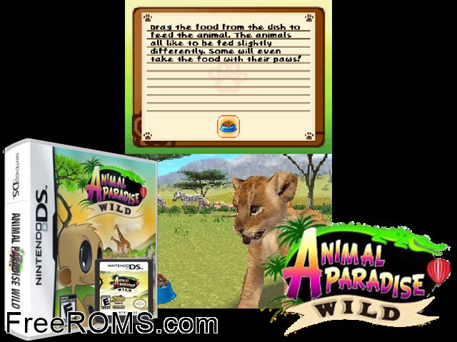 Animal Paradise - Wild NDS game showing 3D box cover and gameplay screenshot