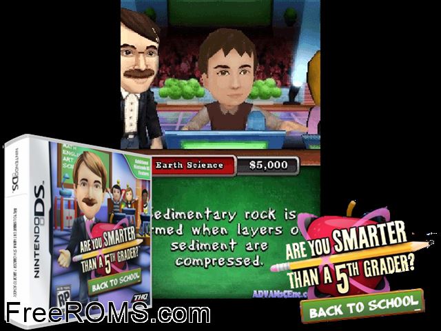 Are You Smarter than a 5th Grader - Back to School NDS game showing 3D box cover and gameplay screenshot