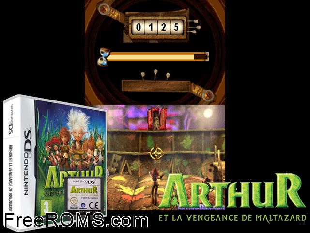 Arthur and the Revenge of Maltazard Europe NDS game showing 3D box cover and gameplay screenshot