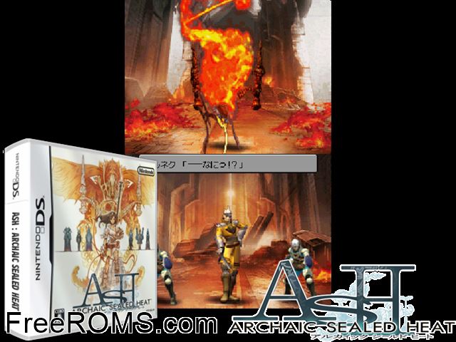 Ash - Archaic Sealed Heat Japan NDS game showing 3D box cover and gameplay screenshot