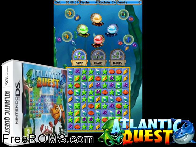 Atlantic Quest Europe NDS game showing 3D box cover and gameplay screenshot