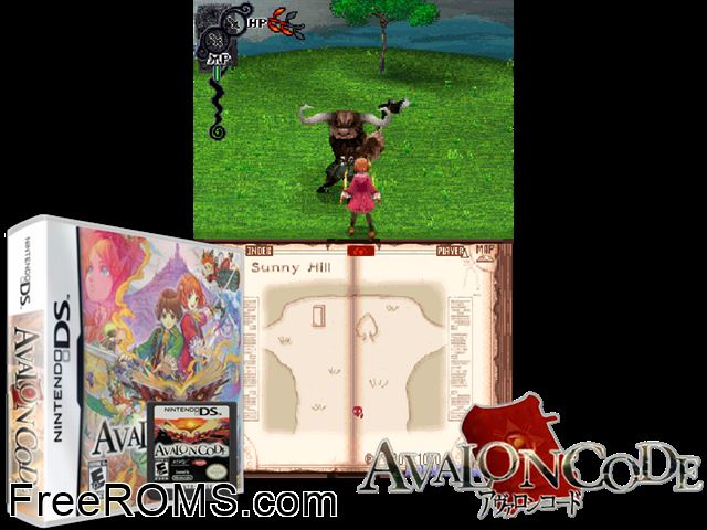 Avalon Code NDS game showing 3D box cover and gameplay screenshot