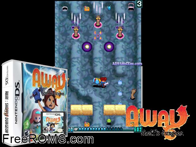 Away - Shuffle Dungeon NDS game showing 3D box cover and gameplay screenshot