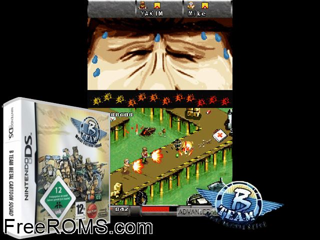 B Team - Metal Cartoon Squad Europe NDS game showing 3D box cover and gameplay screenshot