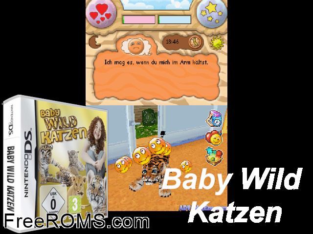 Baby Wild Katzen Germany NDS game showing 3D box cover and gameplay screenshot