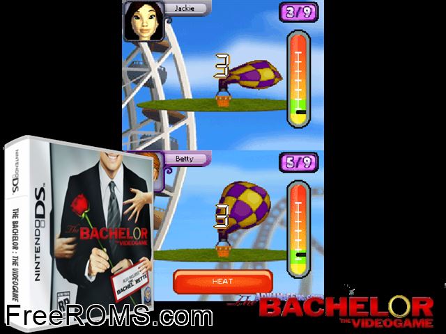 Bachelor - The Videogame The NDS game showing 3D box cover and gameplay screenshot