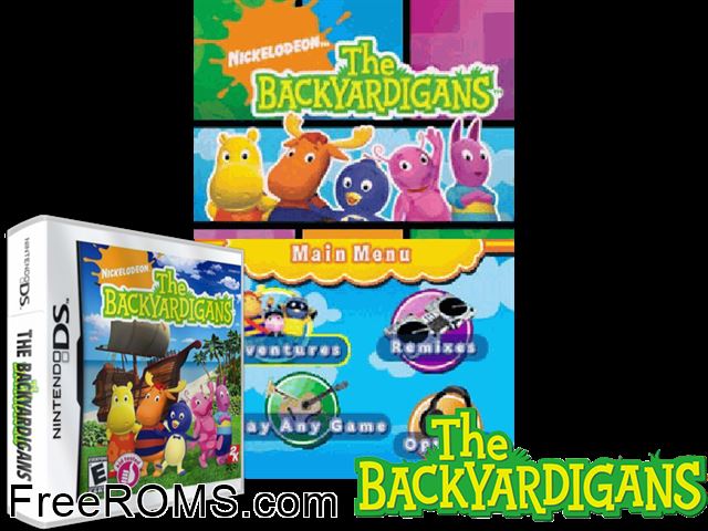 Backyardigans, The Europe NDS game showing 3D box cover and gameplay screenshot