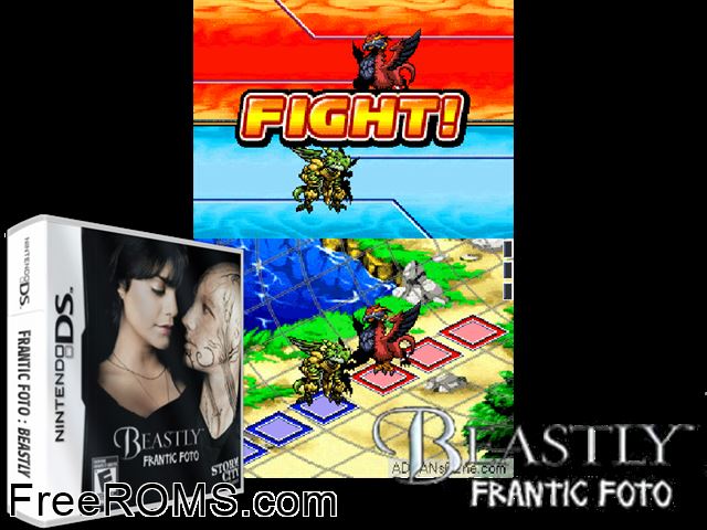 Beastly - Frantic Foto NDS game showing 3D box cover and gameplay screenshot