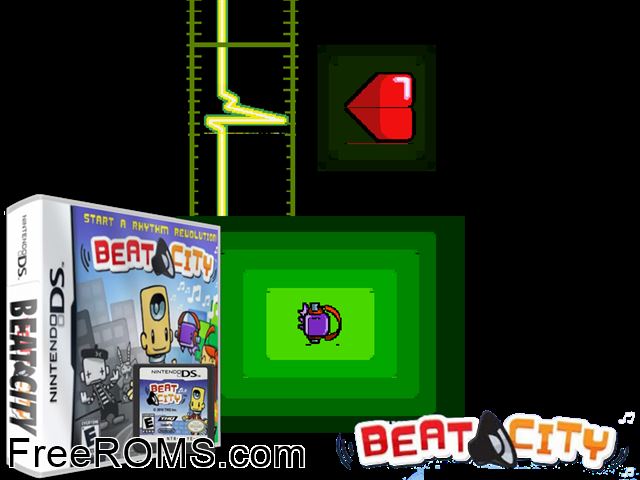 Beat City Europe NDS game showing 3D box cover and gameplay screenshot