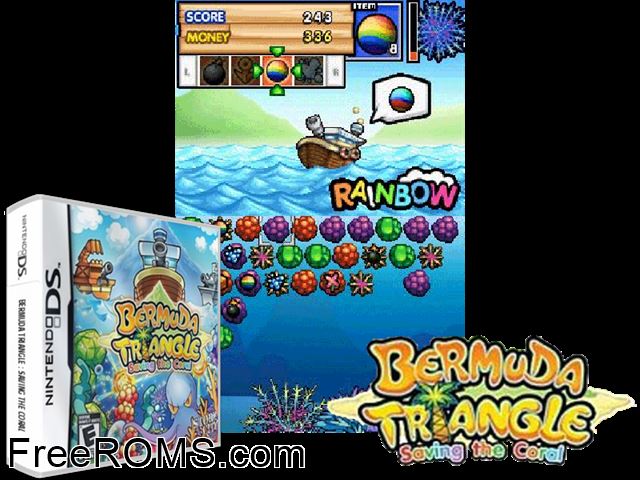 Bermuda Triangle Europe NDS game showing 3D box cover and gameplay screenshot