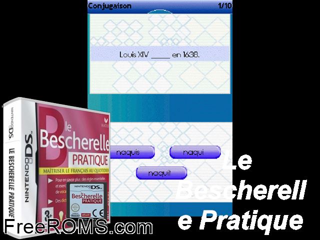 Bescherelle Pratique, Le France NDS game showing 3D box cover and gameplay screenshot