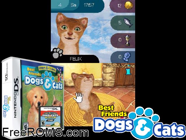 Best Friends - Mijn Honden en Katten Europe NDS game showing 3D box cover and gameplay screenshot