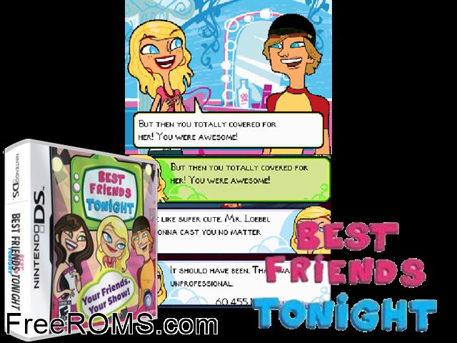 Best Friends Tonight NDS game showing 3D box cover and gameplay screenshot