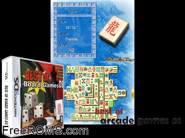 Best of Board Games DS Europe NDS game showing 3D box cover and gameplay screenshot