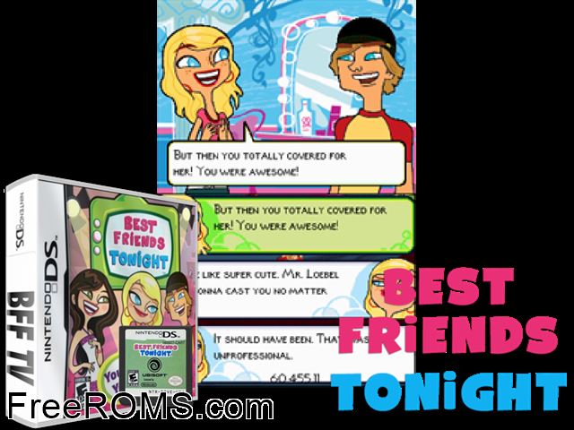 BFF TV Europe NDS game showing 3D box cover and gameplay screenshot