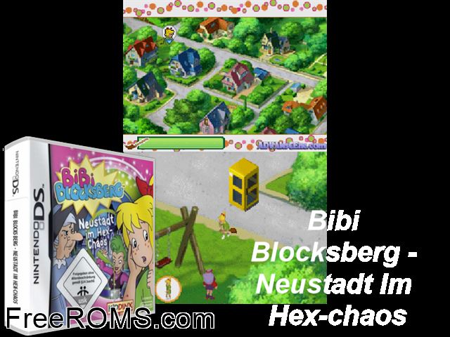 Bibi Blocksberg - Neustadt im Hex-Chaos Germany NDS game showing 3D box cover and gameplay screenshot