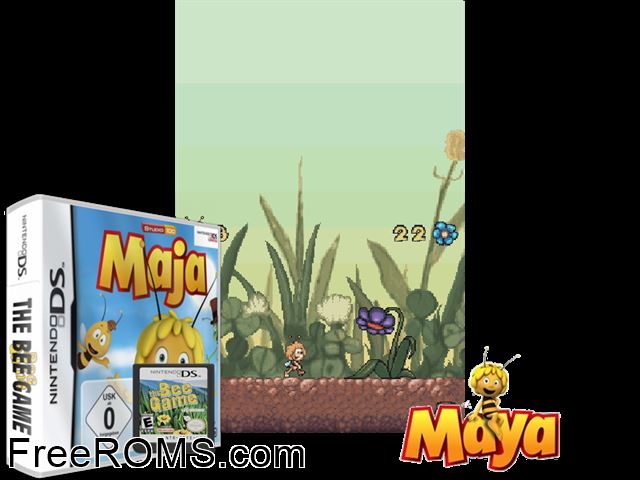 Biene Maja, Die - Klatschmohnwiese In Gefahr Europe NDS game showing 3D box cover and gameplay screenshot