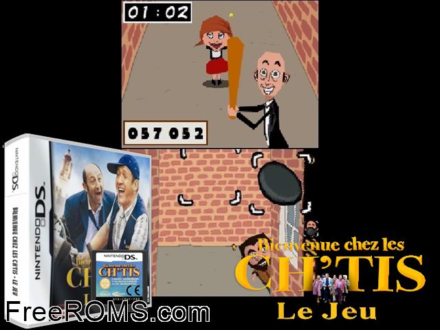 Bienvenue chez les Chtis - Le Jeu France NDS game showing 3D box cover and gameplay screenshot