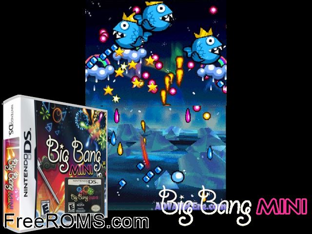 Big Bang Mini NDS game showing 3D box cover and gameplay screenshot