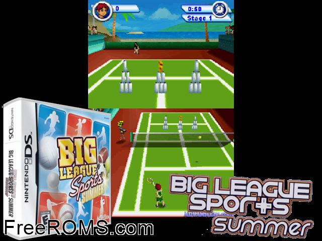 Big League Sports - Summer NDS game showing 3D box cover and gameplay screenshot
