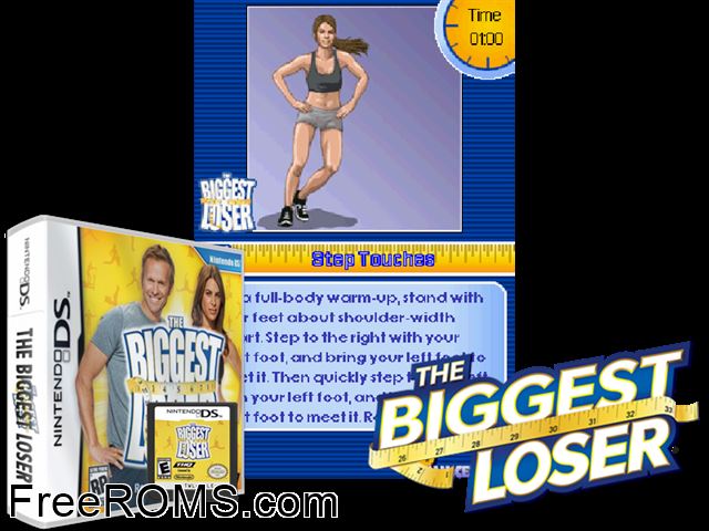 Biggest Loser, The NDS game showing 3D box cover and gameplay screenshot