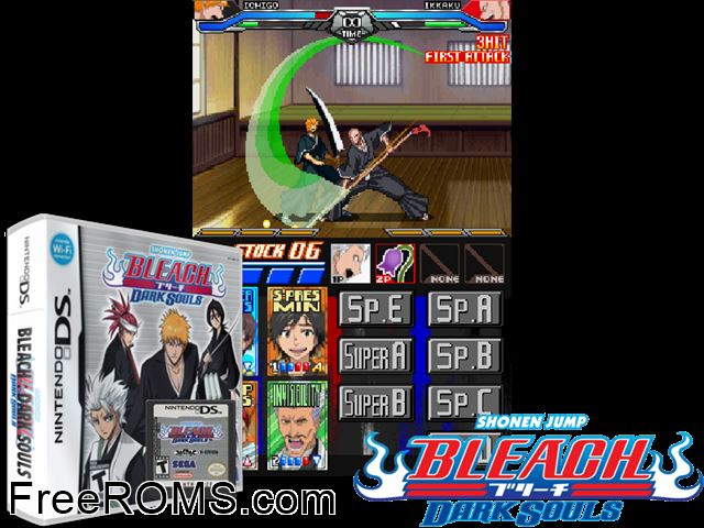 Bleach - Dark Souls NDS game showing 3D box cover and gameplay screenshot