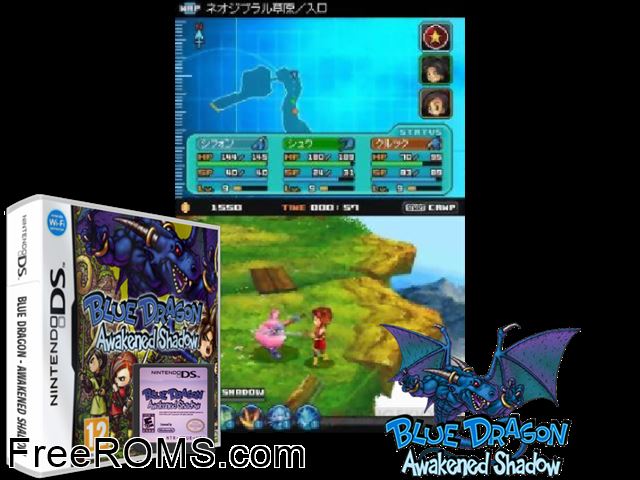 Blue Dragon - Awakened Shadow France NDS game showing 3D box cover and gameplay screenshot