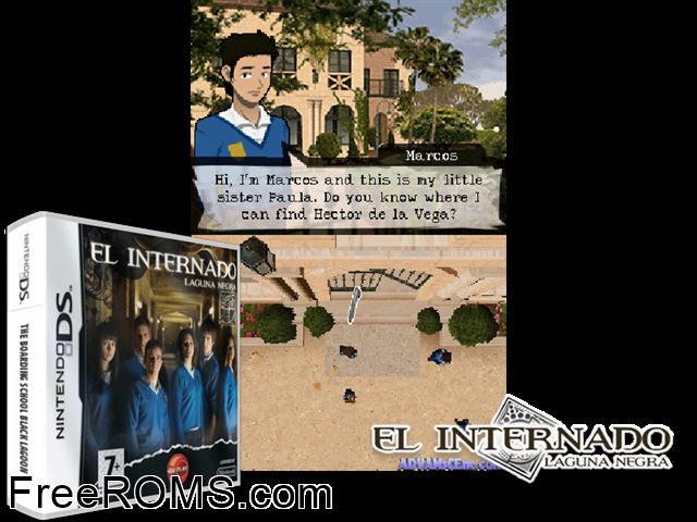Boarding School - Black Lagoon, The Europe NDS game showing 3D box cover and gameplay screenshot