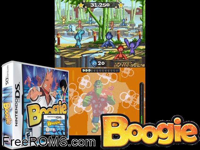 Boogie NDS game showing 3D box cover and gameplay screenshot