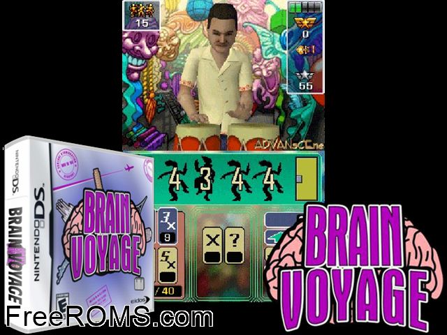 Brain Voyage NDS game showing 3D box cover and gameplay screenshot