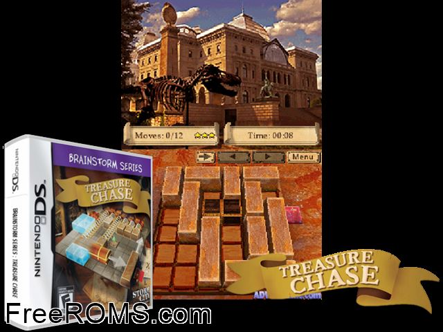 Brainstorm Series - Treasure Chase NDS game showing 3D box cover and gameplay screenshot