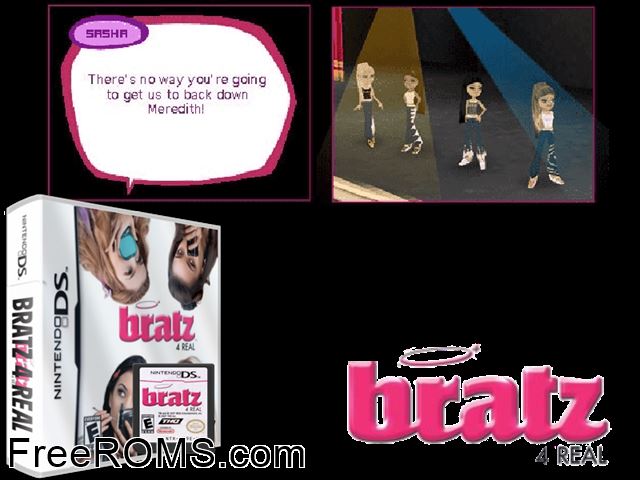 Bratz - 4 Real Germany NDS game showing 3D box cover and gameplay screenshot