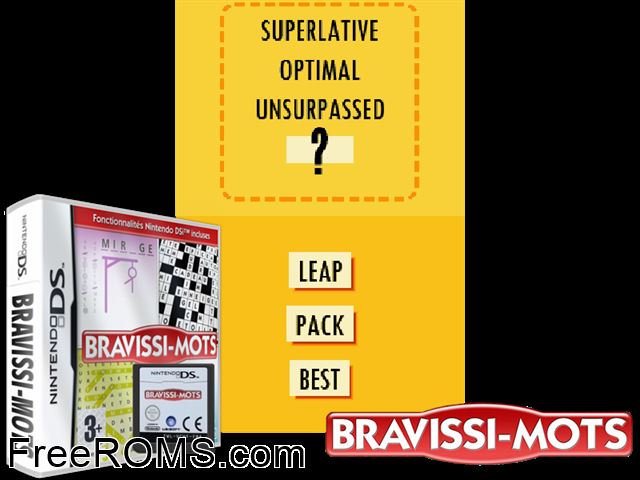 Bravissi-Mots France NDS game showing 3D box cover and gameplay screenshot