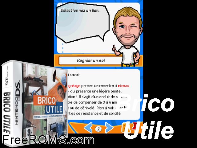 Brico Utile France NDS game showing 3D box cover and gameplay screenshot