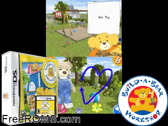 Build-A-Bear Workshop NDS game showing 3D box cover and gameplay screenshot