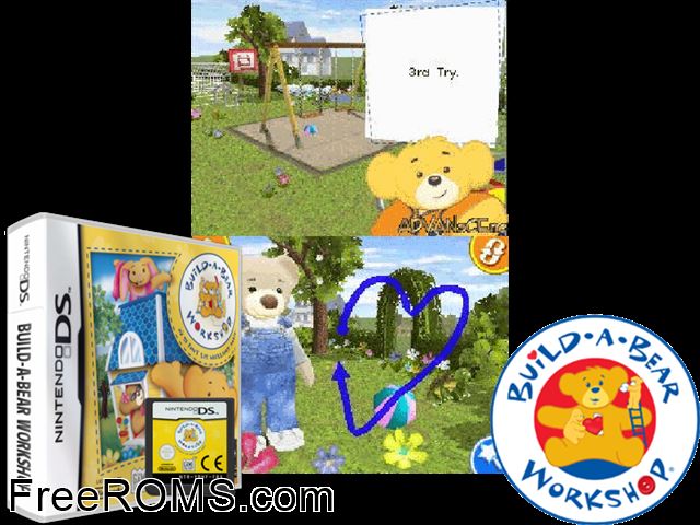Build-A-Bear Workshop France NDS game showing 3D box cover and gameplay screenshot