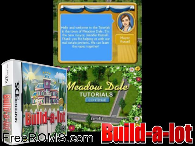 Build-A-Lot NDS game showing 3D box cover and gameplay screenshot
