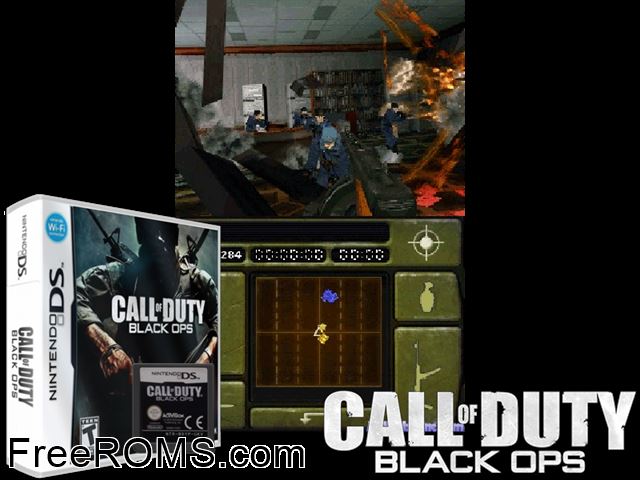Call of Duty - Black Ops Europe NDS game showing 3D box cover and gameplay screenshot