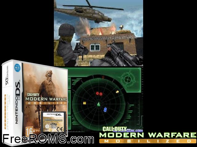 Call of Duty - Modern Warfare - Mobilized France NDS game showing 3D box cover and gameplay screenshot