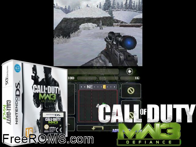 Call of Duty - Modern Warfare 3 - Defiance France NDS game showing 3D box cover and gameplay screenshot