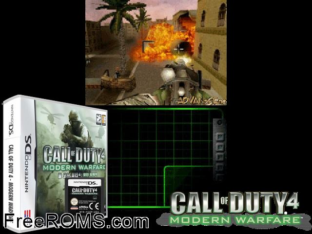 Call of Duty 4 - Modern Warfare NDS game showing 3D box cover and gameplay screenshot