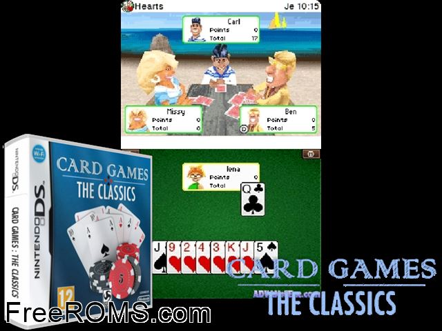 Card Games - The Classics Europe NDS game showing 3D box cover and gameplay screenshot