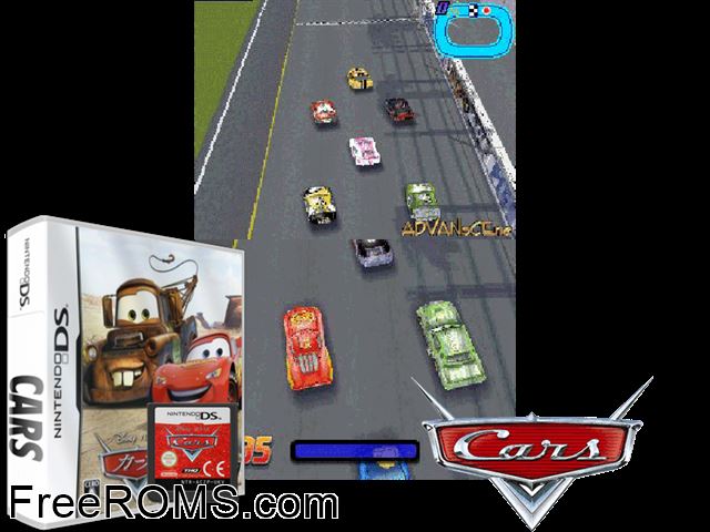Cars Japan NDS game showing 3D box cover and gameplay screenshot