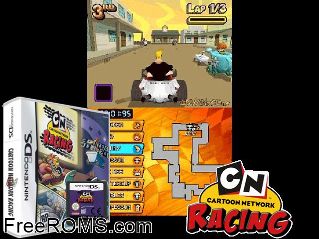 Cartoon Network Racing NDS game showing 3D box cover and gameplay screenshot