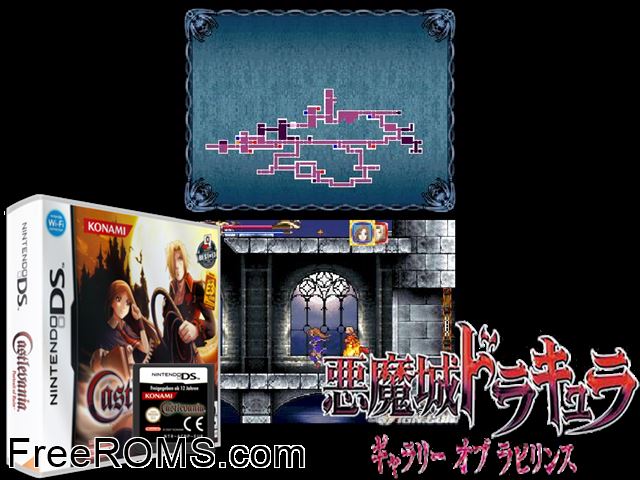 Castlevania - Portrait of Ruin Europe NDS game showing 3D box cover and gameplay screenshot