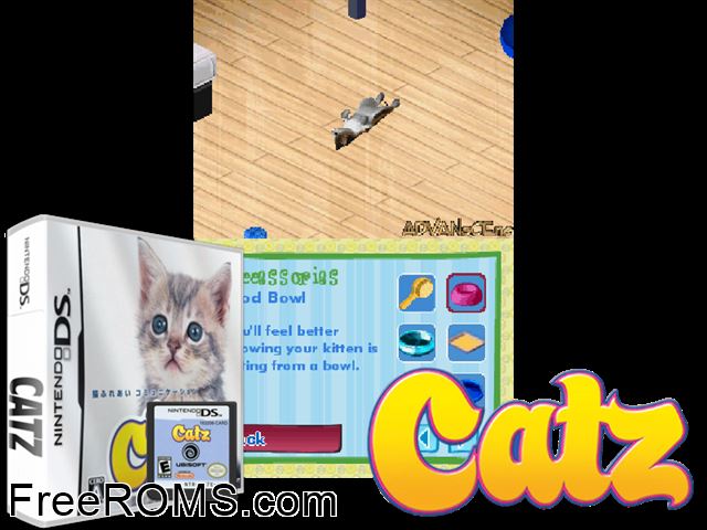 Catz Japan NDS game showing 3D box cover and gameplay screenshot