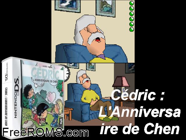 Cedric - Lanniversaire de Chen France NDS game showing 3D box cover and gameplay screenshot