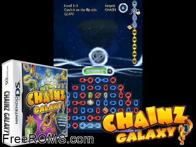 Chainz Galaxy Europe NDS game showing 3D box cover and gameplay screenshot