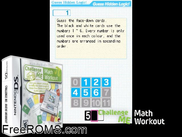 Challenge Me - Maths Workout Europe NDS game showing 3D box cover and gameplay screenshot